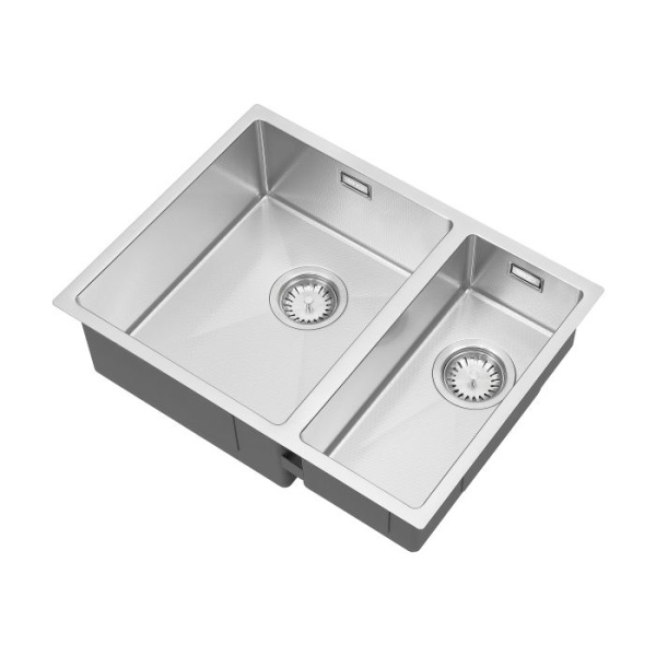 Hex Duo 340/180U Textured 1.5 Bowl Kitchen Sink  - Stainless Steel